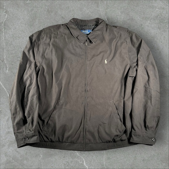 Polo Ralph Lauren Jacket Mens XXL Black Full-Zip Harrington Bomber Classic Grid - Picture 1 of 7